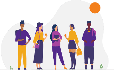 Diverse group of professionals with different backgrounds standing together, representing research collaboration and social responsibility in data analysis